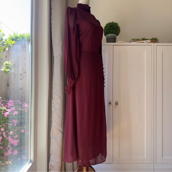 Reformation Stevie Long Sleeve Smock Neckline Midi Dress Brand New 0 - Picture 5 of 14